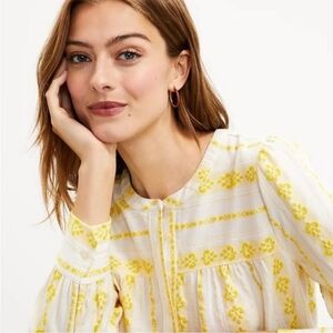 New Loft Yellow Floral Long Sleeve Tunic Top XL